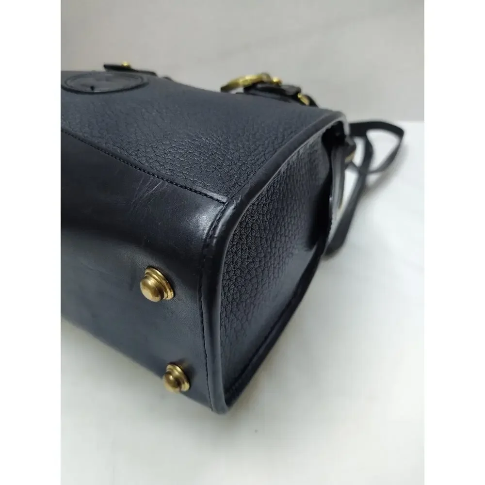 Dooney & Bourke Black Leather Double Handles Shoulder Bag - VTG Made in USA
